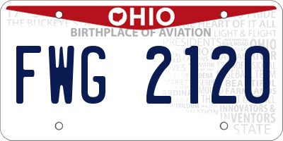 OH license plate FWG2120