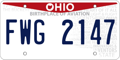 OH license plate FWG2147