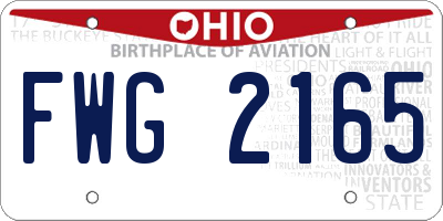 OH license plate FWG2165