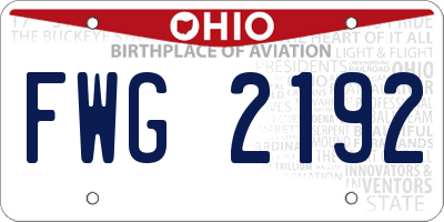 OH license plate FWG2192