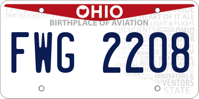 OH license plate FWG2208