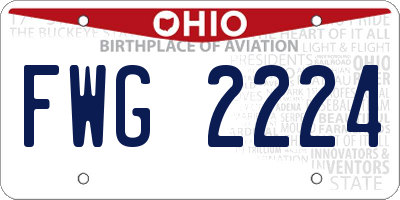 OH license plate FWG2224