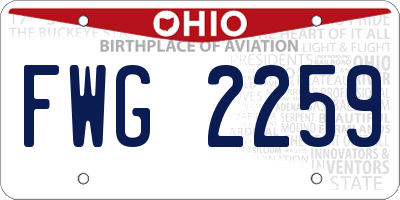 OH license plate FWG2259