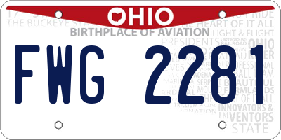 OH license plate FWG2281