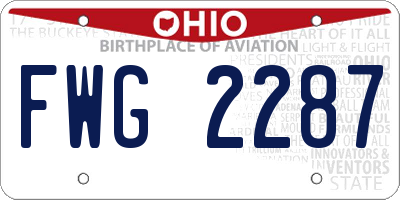 OH license plate FWG2287