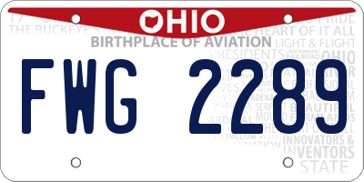 OH license plate FWG2289
