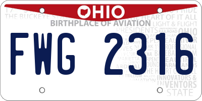 OH license plate FWG2316