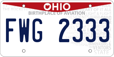 OH license plate FWG2333