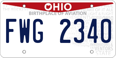 OH license plate FWG2340