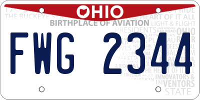 OH license plate FWG2344