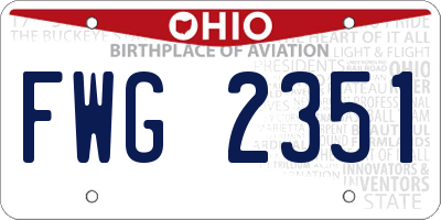 OH license plate FWG2351