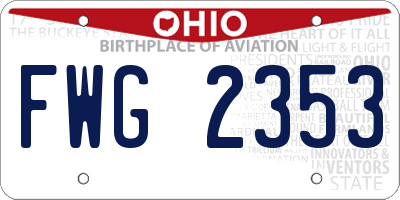 OH license plate FWG2353