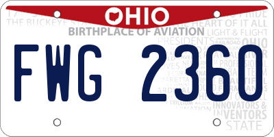 OH license plate FWG2360