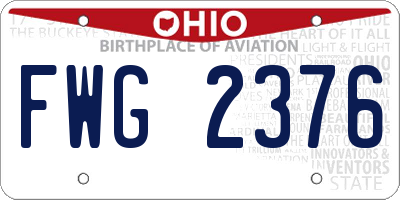 OH license plate FWG2376