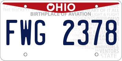 OH license plate FWG2378