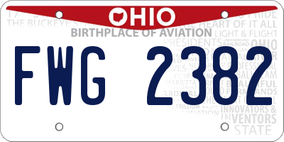 OH license plate FWG2382