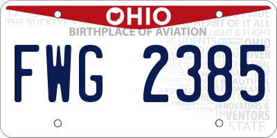 OH license plate FWG2385