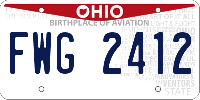 OH license plate FWG2412