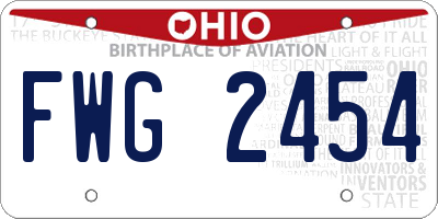 OH license plate FWG2454