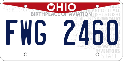 OH license plate FWG2460