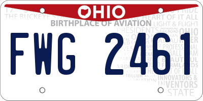 OH license plate FWG2461