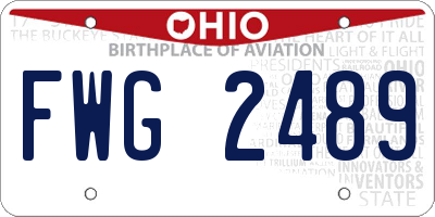 OH license plate FWG2489