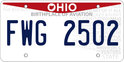 OH license plate FWG2502