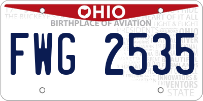 OH license plate FWG2535