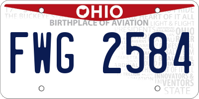 OH license plate FWG2584