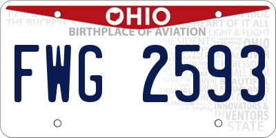 OH license plate FWG2593
