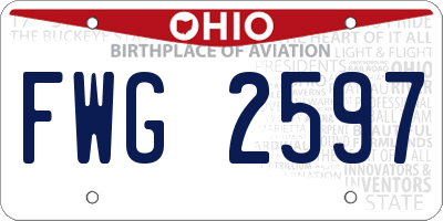OH license plate FWG2597