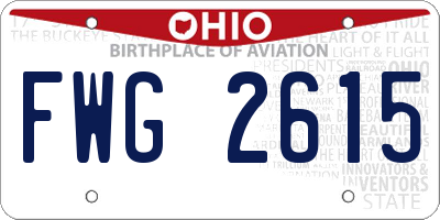 OH license plate FWG2615