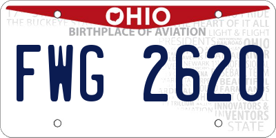 OH license plate FWG2620