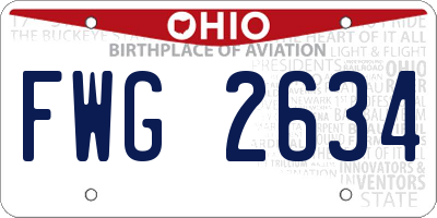 OH license plate FWG2634