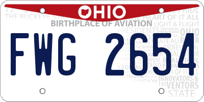 OH license plate FWG2654