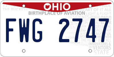 OH license plate FWG2747