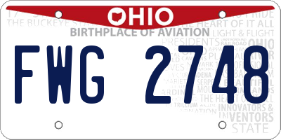 OH license plate FWG2748