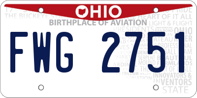 OH license plate FWG2751