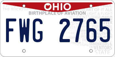 OH license plate FWG2765