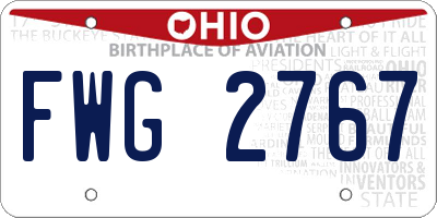 OH license plate FWG2767