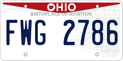 OH license plate FWG2786