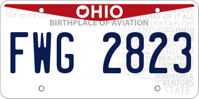 OH license plate FWG2823