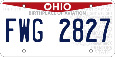 OH license plate FWG2827