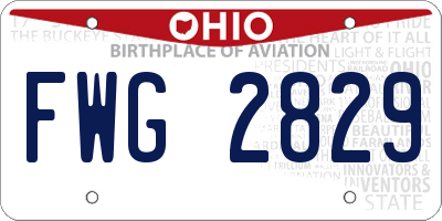OH license plate FWG2829