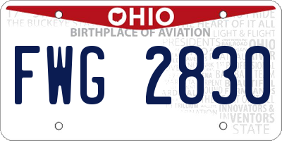 OH license plate FWG2830
