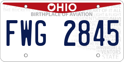 OH license plate FWG2845
