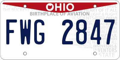 OH license plate FWG2847