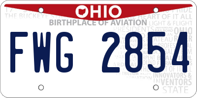 OH license plate FWG2854