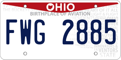 OH license plate FWG2885