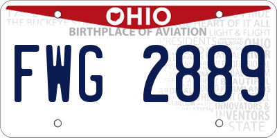 OH license plate FWG2889